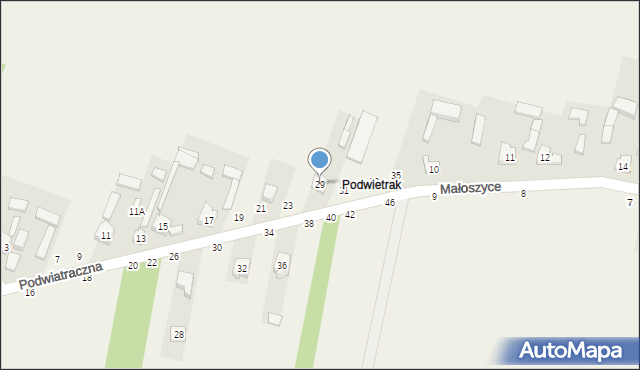 Poświętne, Podwiatraczna, 29, mapa Poświętne