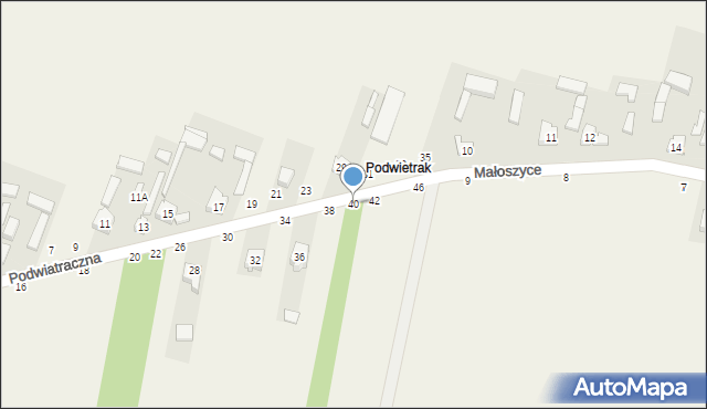 Poświętne, Podwiatraczna, 40, mapa Poświętne