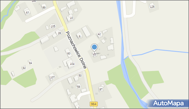 Poznachowice Dolne, Poznachowice Dolne, 43, mapa Poznachowice Dolne