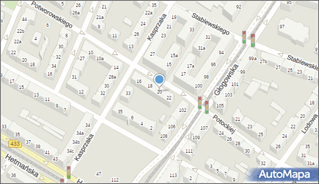 Poznań, Potworowskiego Gustawa, 20, mapa Poznania