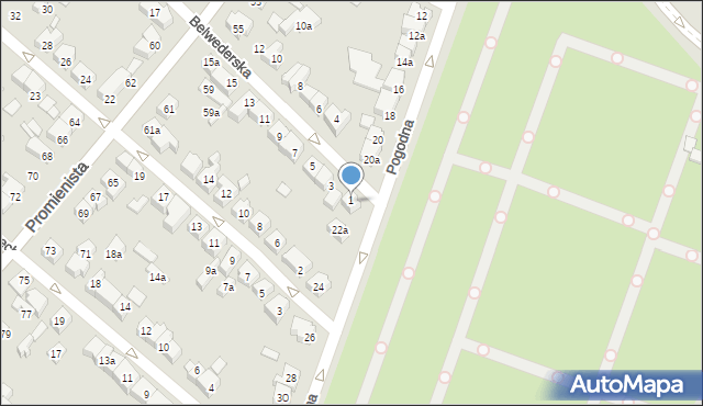 Poznań, Pogodna, 22, mapa Poznania