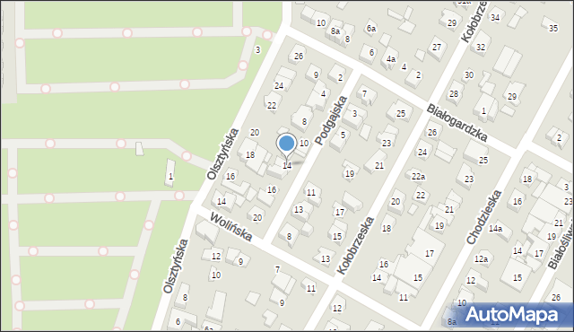 Poznań, Podgajska, 14, mapa Poznania