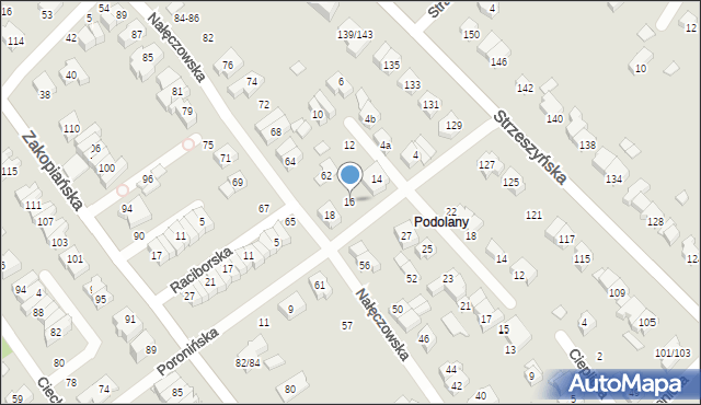 Poznań, Poronińska, 16, mapa Poznania