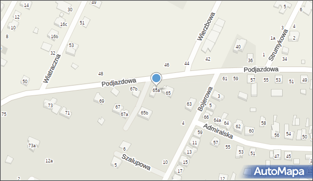 Poznań, Podjazdowa, 65a, mapa Poznania