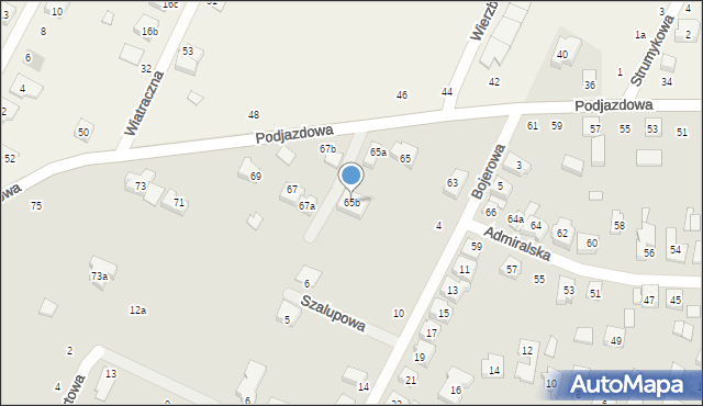 Poznań, Podjazdowa, 65b, mapa Poznania