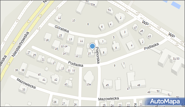 Poznań, Podlaska, 10a, mapa Poznania
