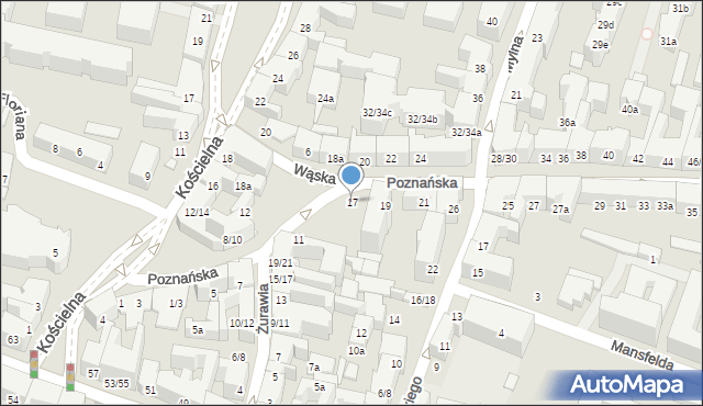 Poznań, Poznańska, 17, mapa Poznania