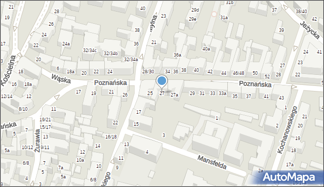 Poznań, Poznańska, 27, mapa Poznania