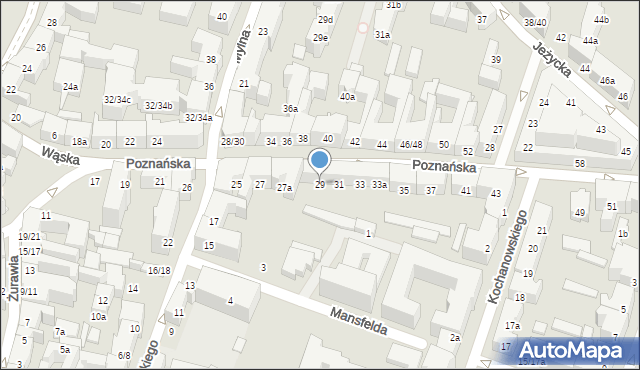 Poznań, Poznańska, 29, mapa Poznania