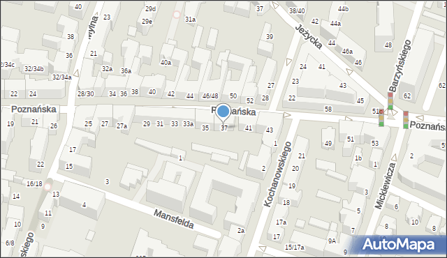 Poznań, Poznańska, 37, mapa Poznania