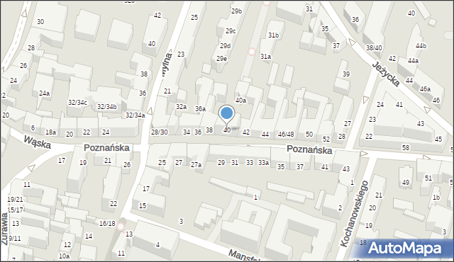 Poznań, Poznańska, 40, mapa Poznania