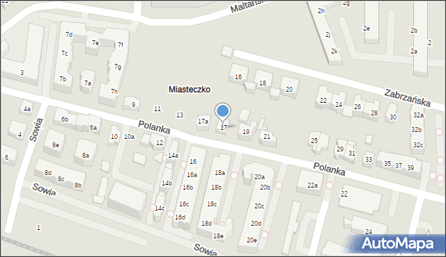 Poznań, Polanka, 17, mapa Poznania