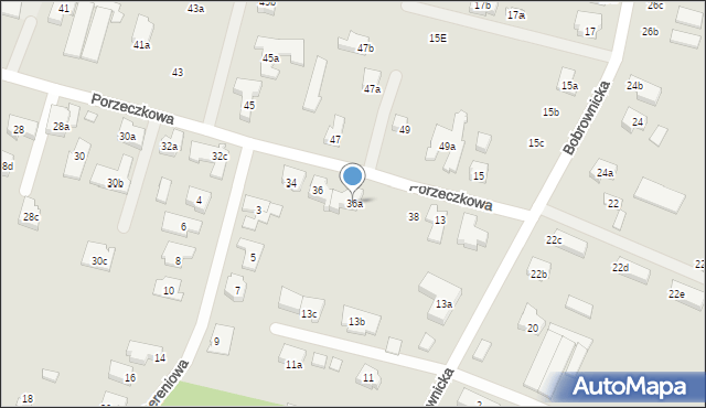 Poznań, Porzeczkowa, 36a, mapa Poznania