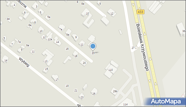 Poznań, Poprzeczna, 13, mapa Poznania