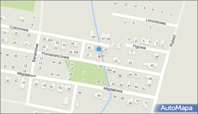 Poznań, Pomarańczowa, 39, mapa Poznania