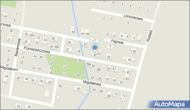 Poznań, Pomarańczowa, 43, mapa Poznania