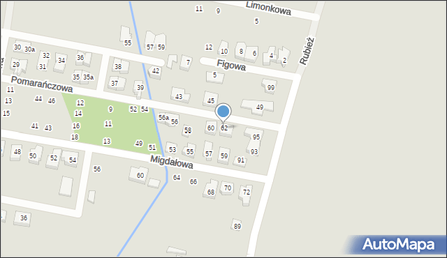 Poznań, Pomarańczowa, 62, mapa Poznania