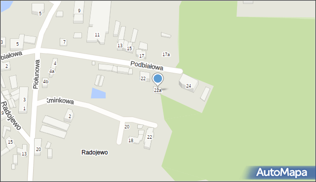 Poznań, Podbiałowa, 22a, mapa Poznania