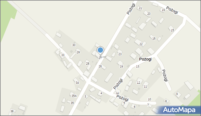 Pożogi, Pożogi, 27, mapa Pożogi