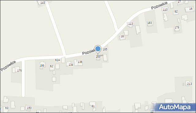Pozowice, Pozowice, 200, mapa Pozowice