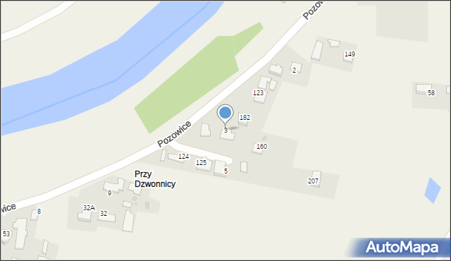 Pozowice, Pozowice, 3, mapa Pozowice