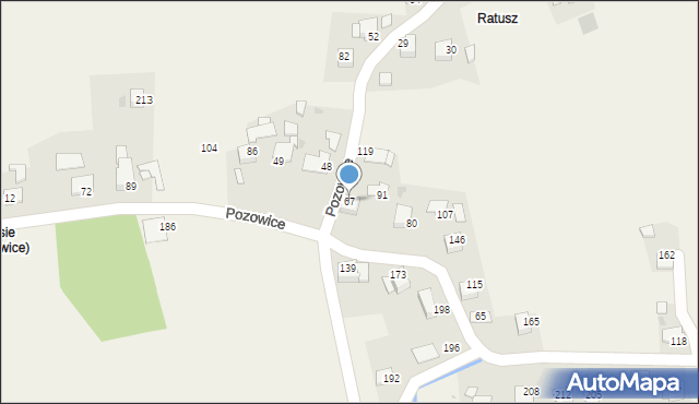 Pozowice, Pozowice, 67, mapa Pozowice