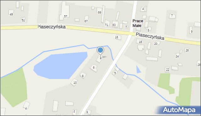 Prace Małe, Południowa, 4, mapa Prace Małe