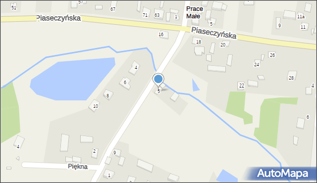 Prace Małe, Południowa, 5, mapa Prace Małe