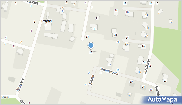 Prądki, Pomiarowa, 15, mapa Prądki