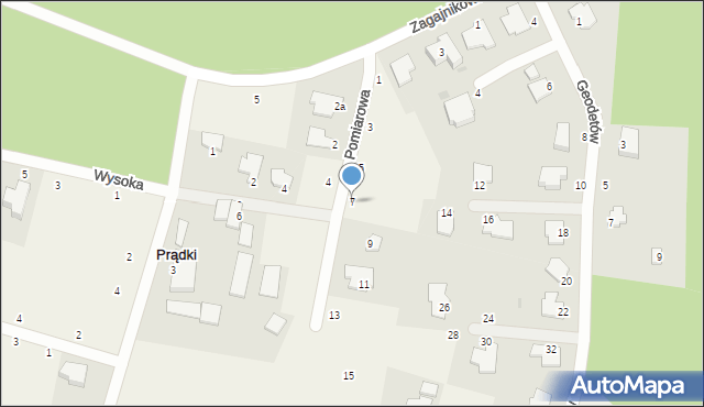 Prądki, Pomiarowa, 7, mapa Prądki