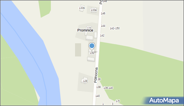 Promnice, Północna, 131, mapa Promnice