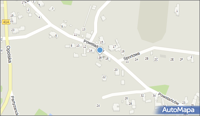 Prószków, Powstańców, 16, mapa Prószków