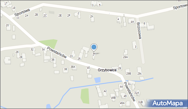 Prószków, Powstańców, 27, mapa Prószków