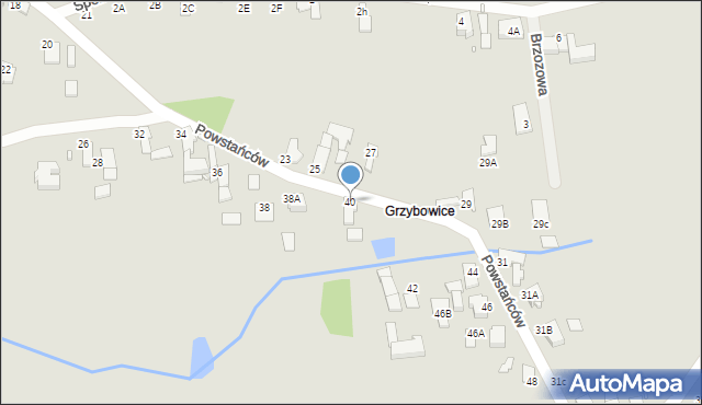 Prószków, Powstańców, 40, mapa Prószków