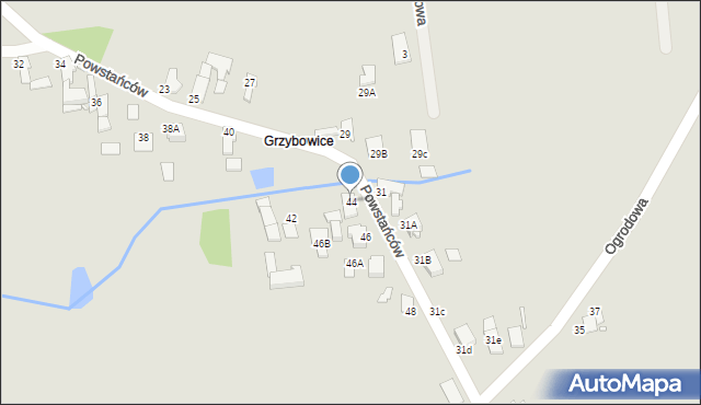 Prószków, Powstańców, 44, mapa Prószków