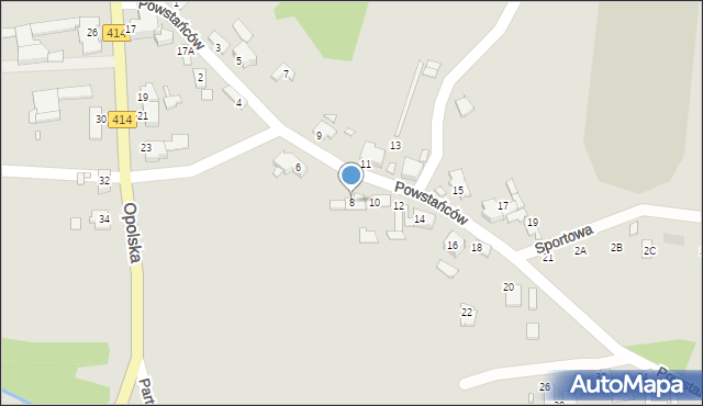 Prószków, Powstańców, 8, mapa Prószków