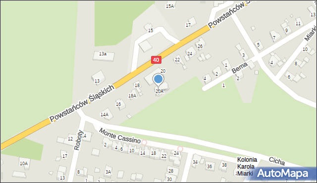 Prudnik, Powstańców Śląskich, 20A, mapa Prudnik