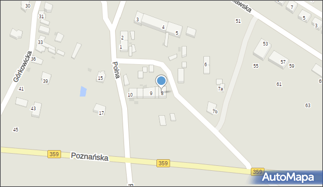 Prusice, Polna, 8, mapa Prusice