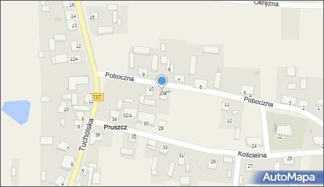 Pruszcz, Poboczna, 10a, mapa Pruszcz