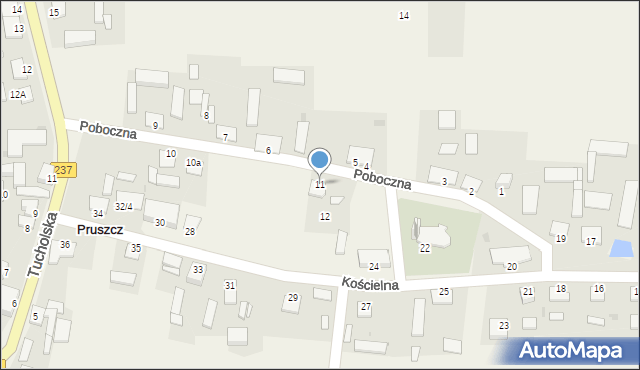 Pruszcz, Poboczna, 11, mapa Pruszcz