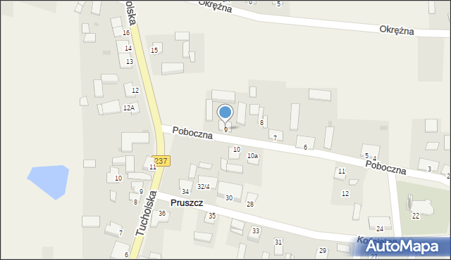 Pruszcz, Poboczna, 9, mapa Pruszcz