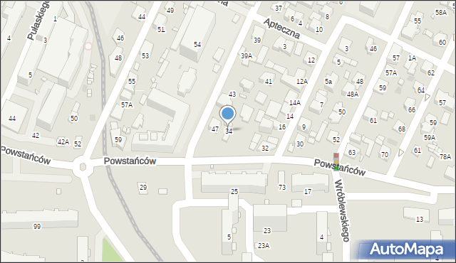 Pruszków, Powstańców, 34, mapa Pruszków