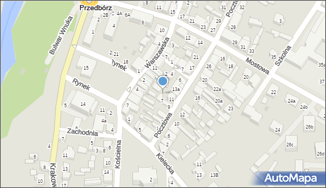 Przedbórz, Pocztowa, 11a, mapa Przedbórz