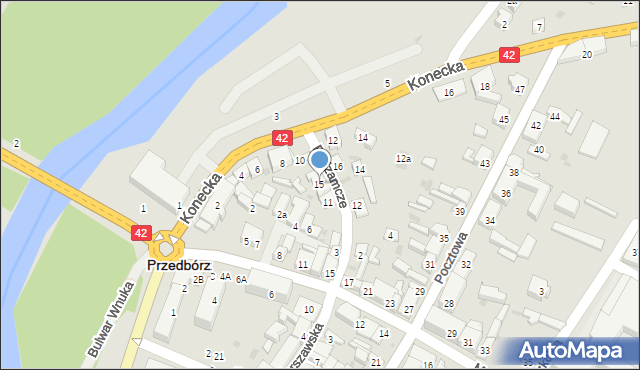 Przedbórz, Podzamcze, 15, mapa Przedbórz