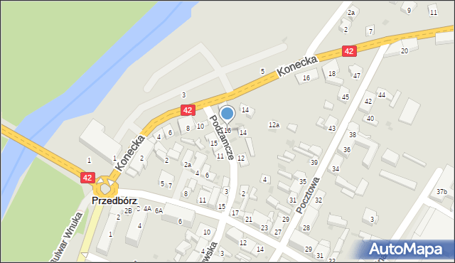 Przedbórz, Podzamcze, 16, mapa Przedbórz