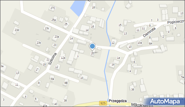 Przegędza, Poprzeczna, 10, mapa Przegędza