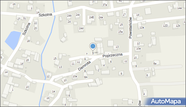 Przegędza, Poprzeczna, 3, mapa Przegędza