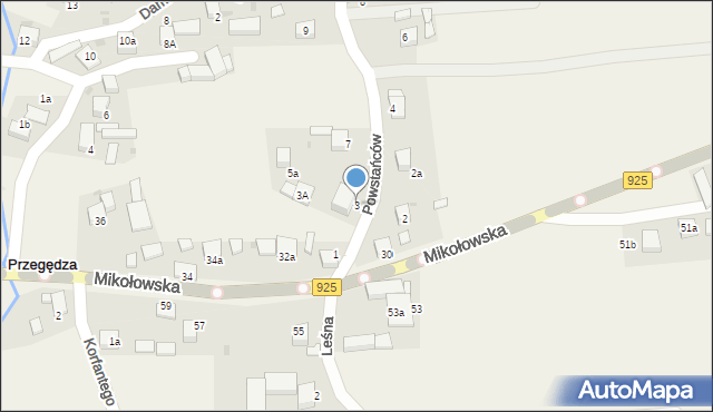 Przegędza, Powstańców, 3, mapa Przegędza