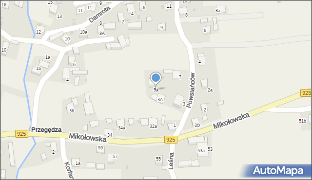 Przegędza, Powstańców, 5a, mapa Przegędza