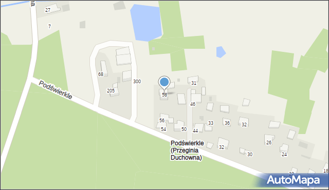 Przeginia Duchowna, Podświerkle, 58, mapa Przeginia Duchowna